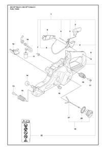 Fuel Tank Diagram and Parts List for 562XPMARKII  Husqvarna Chainsaw
