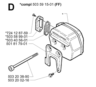 Muffler 3 Diagram and Parts List for 288 20014000001-Current Husqvarna Chainsaw