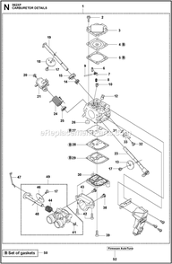 Carburetor Details Diagram and Parts List for 562XPG  Husqvarna Chainsaw
