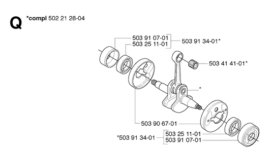 Crankshaft Diagram and Parts List for 235R  Husqvarna Brush Cutter