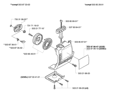 Starter Diagram and Parts List for 323E 2006-04 Husqvarna Edger