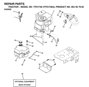 Engine Diagram and Parts List for YTH1746 (954567055)(2000-11) Husqvarna Lawn Tractor