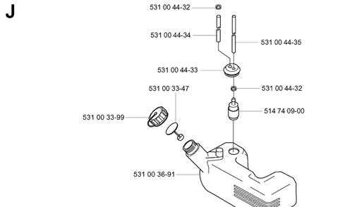 Fuel Tank Diagram and Parts List for 155B 20014000001-20041499999 Husqvarna Leaf Blower / Vacuum