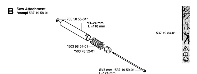 Shaft 2 Diagram and Parts List for 326P 20062800001-20081199999 Husqvarna Pole Saw