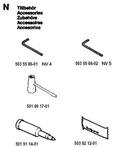 Accessories Diagram and Parts List for 257 19942300001-19960100000 Husqvarna Chainsaw