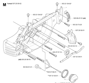 Crankcase 2 Diagram and Parts List for 575XP 20051400001-20070100000 Husqvarna Chainsaw