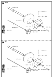 Shaft And Handle Diagram and Parts List for HA110 20040100001-20054000000 Husqvarna Hedge Trimmer