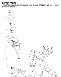 Steering Diagram and Parts List for YTH1848XP (HAU18H48D)(2003-01) Husqvarna Lawn Tractor