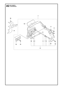 Clutch Cover Diagram and Parts List for 390XP-390XPG 390 XP W - 390 XP GW Husqvarna Chainsaw