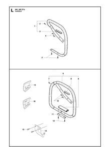 Handle Diagram and Parts List for 395XP/ (XPG - 395 XP EPA)(20102200001-20163899999) Husqvarna Chainsaw
