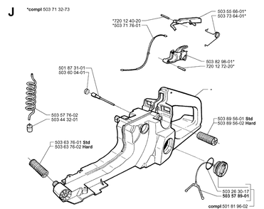 Fuel Tank Diagram and Parts List for 365 19991400001-19994699999 Husqvarna Chainsaw