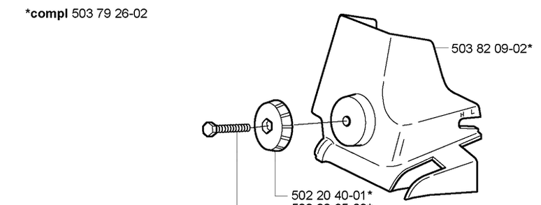 Filter Cover Diagram and Parts List for 338XPT 2005-03 Husqvarna Chainsaw