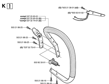 Handle 2 Diagram and Parts List for 359 20060600001-20070900000 Husqvarna Chainsaw
