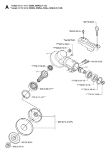 Bevel Gear Diagram and Parts List for 335LS 20070100001-Current Husqvarna Edger