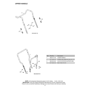 Upper Handle Diagram and Parts List for 970528602  Husqvarna Snow Blower