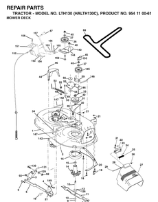 Mower Deck / Cutting Deck Diagram and Parts List for LTH130 (HALTH130C)(954110061)(2003-01) Husqvarna Lawn Tractor