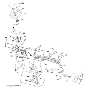 Steering Diagram and Parts List for 2754GLS (96043004700)(2011-09) Husqvarna Lawn Tractor