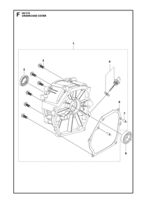 Crankcase Cover Diagram and Parts List for HH212536296204 536296205, 536296206 Husqvarna Engine