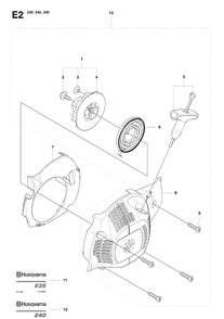 Starter Diagram and Parts List for 240 20091400001-20101400000 Husqvarna Chainsaw