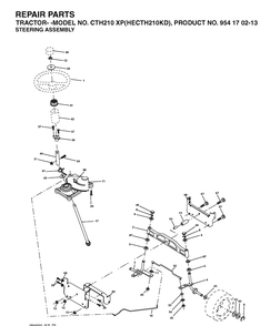 Steering Diagram and Parts List for CTH210XP (HECTH210KD)(2004-06) Husqvarna Lawn Tractor