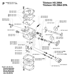 Carburetor Details 2 Diagram and Parts List for 385XP 20034000001-20051000000 Husqvarna Chainsaw