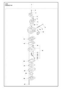Carburetor Diagram and Parts List for 143RS  Husqvarna Brush Cutter