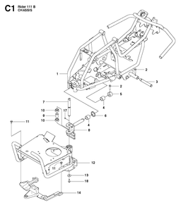 Chassis And Enclosures 2 Diagram and Parts List for R111B (965996801)(2011-02) Husqvarna Lawn Mower