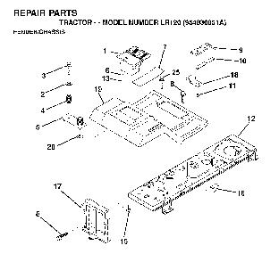 Chassis / Frame Diagram and Parts List for LR120 (954830051A)(1995-08) Husqvarna Lawn Tractor