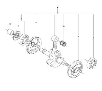 Crankshaft Diagram and Parts List for 570AUTOTUNE 20104500001 - 20130900000 Husqvarna Chainsaw