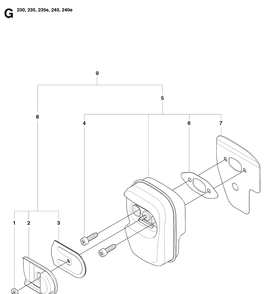 Muffler Diagram and Parts List for 240E 20091400001-20101400000 Husqvarna Chainsaw