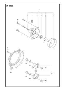 Clutch Diagram and Parts List for 553RBX 20123200001-20180500000 Husqvarna Brush Cutter