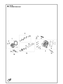 Cylinder Head Assy Diagram and Parts List for 598609901 2021-07 Husqvarna Engine