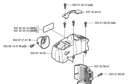 Covers Diagram and Parts List for 323L 2006-04 Husqvarna Trimmer