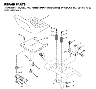 Seat Diagram and Parts List for YTH1542XP (954567253)(2001-11) Husqvarna Lawn Tractor