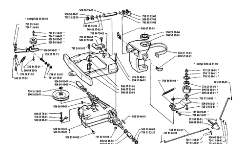 Frame And Belt Tension Assembly Diagram and Parts List for RIDER8508 1990-02 Husqvarna Lawn Mower