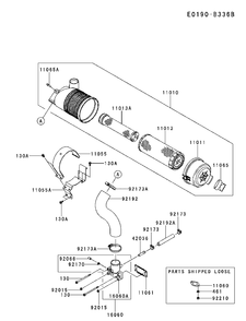Air Filter And Muffler Diagram and Parts List for FX691V-BS50 2017-09 Husqvarna Engine