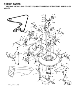 Mower Deck / Cutting Deck Diagram and Parts List for CTH180XP (HAUCT18H42E)(2004-09) Husqvarna Lawn Tractor