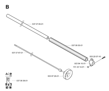 Shaft Diagram and Parts List for 326P 20013500001-20021799999 Husqvarna Pole Saw