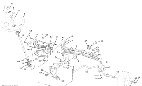 Steering Assembly Diagram and Parts List for YTH23V48 (96045008600)(2010-01) Husqvarna Lawn Mower