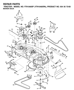 Mower Deck / Cutting Deck Diagram and Parts List for YTH1848XP (954567260)(2001-02) Husqvarna Lawn Tractor