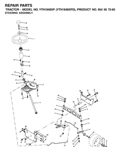 Steering Diagram and Parts List for YTH1848XP (954567260)(2001-12) Husqvarna Lawn Tractor