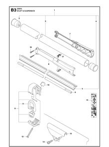 Shaft And Suspension Diagram and Parts List for 335RX  Husqvarna Brush Cutter