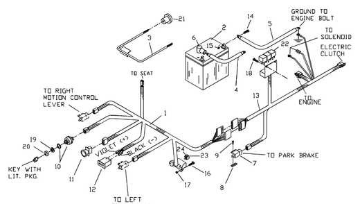 Wiring Assembly Diagram and Parts List for ZTH5221KA 2000-09 Husqvarna Lawn Mower