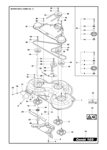 41/103cm Cutting Deck Diagram and Parts List for 103P524  Husqvarna Lawn Tractor Accessories