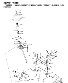 Steering Diagram and Parts List for LT1238-LT1238D 2002-02 Husqvarna Lawn Tractor