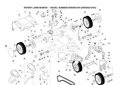 Product Complete Diagram and Parts List for 65RSW21HVA 2004-03 Husqvarna Lawn Mower