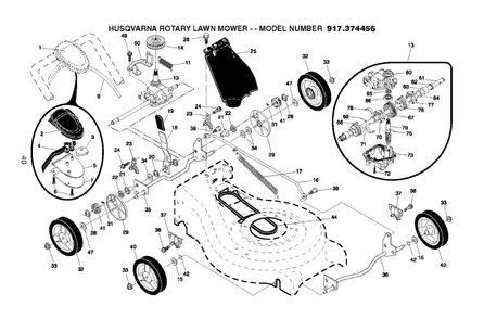 Drive Diagram and Parts List for 875 (917374456)(2008-02) Husqvarna Lawn Mower