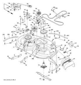 Mower Deck / Cutting Deck Diagram and Parts List for YTH2042 2020 Husqvarna Lawn Tractor