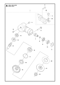 Bevel Gear Diagram and Parts List for 243RJ 20182200001 & Above Husqvarna Trimmer