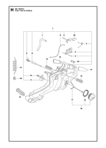 Fuel Tank And Handle Diagram and Parts List for 390XP-390XPG 390 XP W - 390 XP GW Husqvarna Chainsaw
